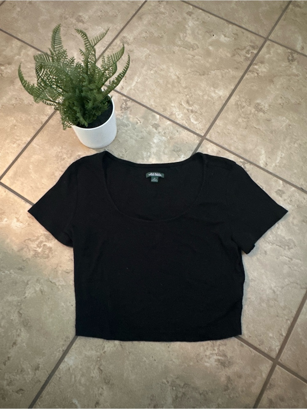 BLACK RIBBED CROP TOP